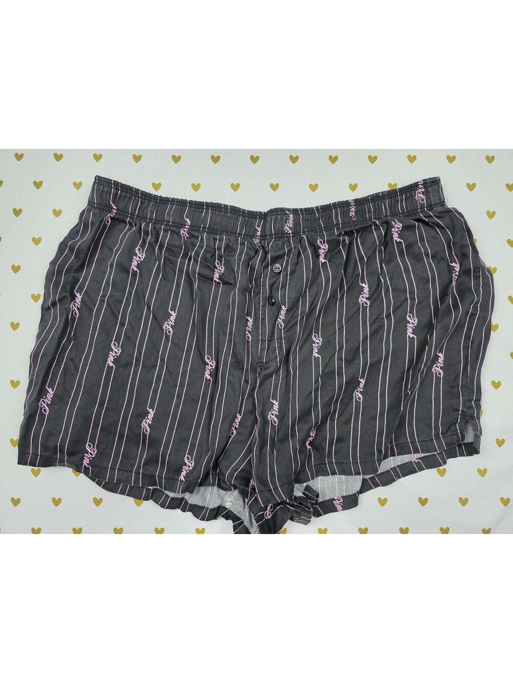 Victorias Secret PINK Silky Logo Medium Sleep Shorts Boxers Pajama Bottoms